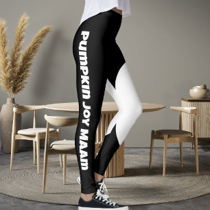 Personalised Text Pet Cat Mum Name Black White Fun Leggings