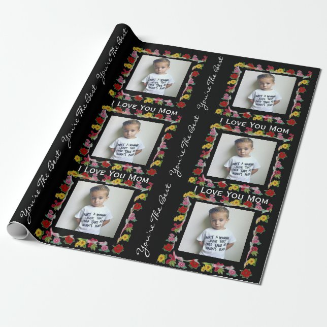 Personalised Text & Photo Mothers Day Wrapping Paper (Unrolled)