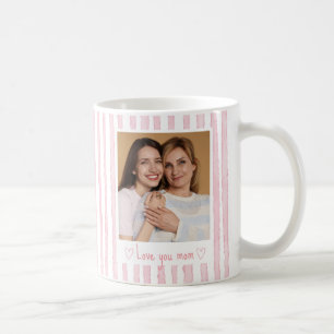 Personalised Text Photo Pink Stripes Coquette Coffee Mug