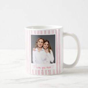 Personalised Text Photo Pink Stripes Coquette Coffee Mug