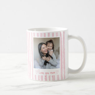 Personalised Text Photo Pink Stripes Coquette Coffee Mug