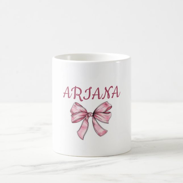 Personalised  text Pink Bow Mug  (Center)