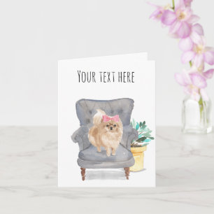 Personalised Text Pomeranian Greeting Card Pink