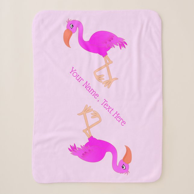 Personalised Text Sherpa Blanket Pink Flamingos (Front)