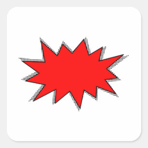 Personalised Text Superhero Comic Book Design Red Square Sticker