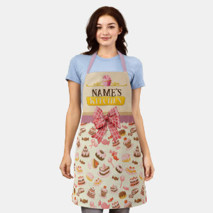 Personalised Text, Watercolor Cupcake and Dessert  Apron