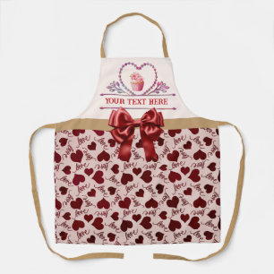 Personalised Text, Watercolor Heart and Cupcake Apron