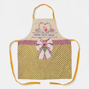 Personalised Text, Watercolor Heart and Cupcake Apron