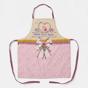 Personalised Text, Watercolor Heart and Cupcake Apron