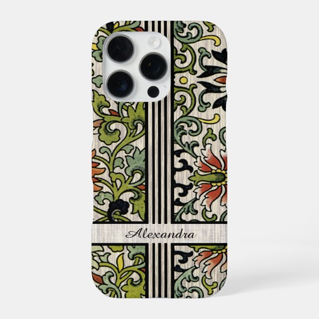 Personalised Texture Background Damask iPhone Case (Back)
