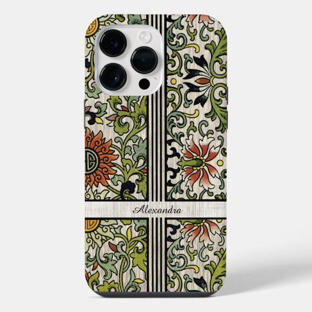 Personalised Texture Background Damask iPhone Case (Back)