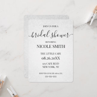 Personalised Texturised Calligraphy Bridal Shower Invitation