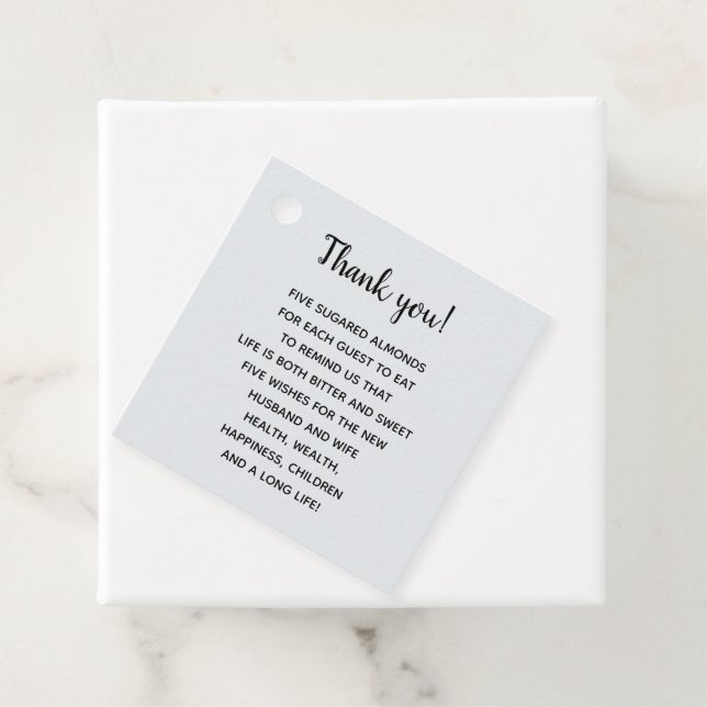 Personalised Thank You Almond Wedding Favour Tag (In Situ)