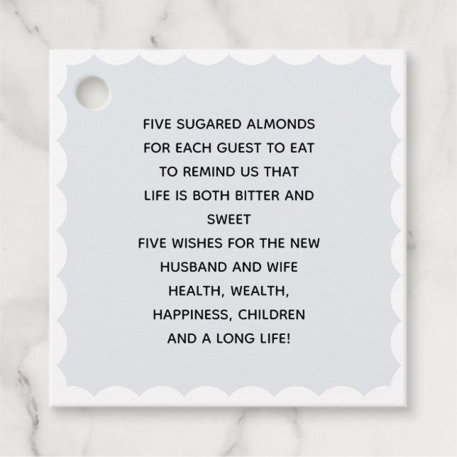 Personalised Thank You Almond Wedding Favour Tag (Front)