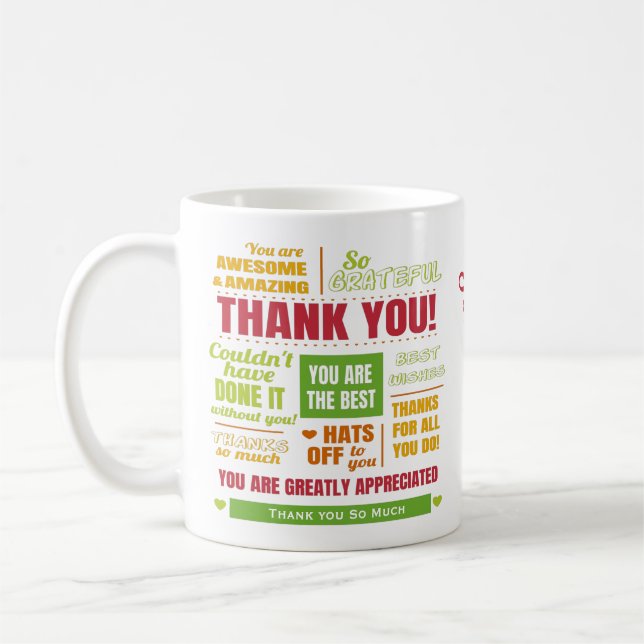 Personalised Thank You Appreciation Message Coffee Mug (Left)