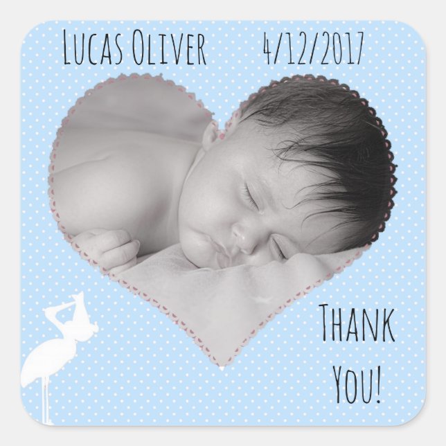Personalised Thank You Baby Photo Sticker (Front)