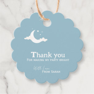 Personalised Thank You Baby Shower retro moon star Favour Tags