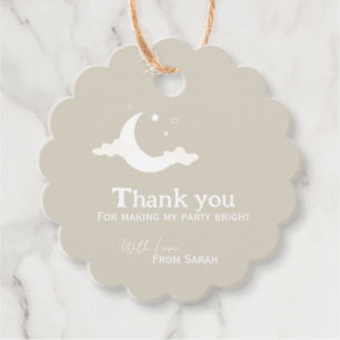 Personalised Thank You Baby Shower retro moon star Favour Tags