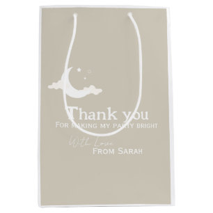 Personalised Thank You Baby Shower retro moon star Medium Gift Bag