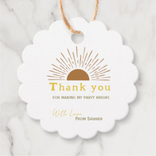 Personalised Thank You Baby Shower retro sun Favour Tags
