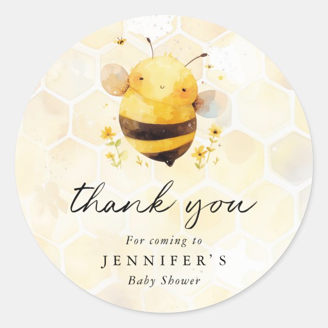 Personalised Thank You Bee Round Stickers (Front)
