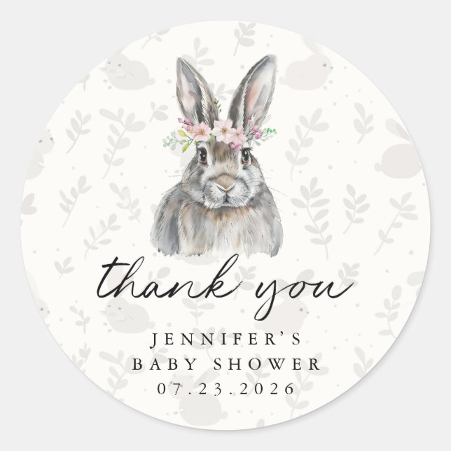 Personalised Thank You Bunny Round Stickers (Front)