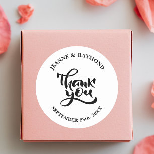 Personalised Thank You Calligraphy Wedding Favour Classic Round Sticker