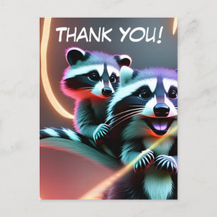 Personalised, Thank you card, Cute Racoon, Postcard
