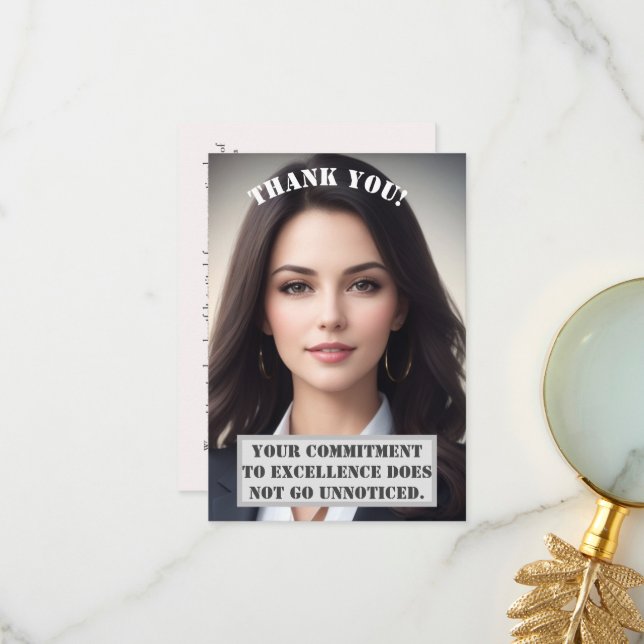 Personalised Thank You Card: Excellence Recognised Card (Front/Back In Situ)