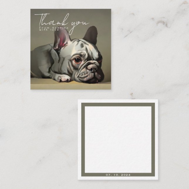 Personalised Thank You Card with french bulldog (Front/Back)