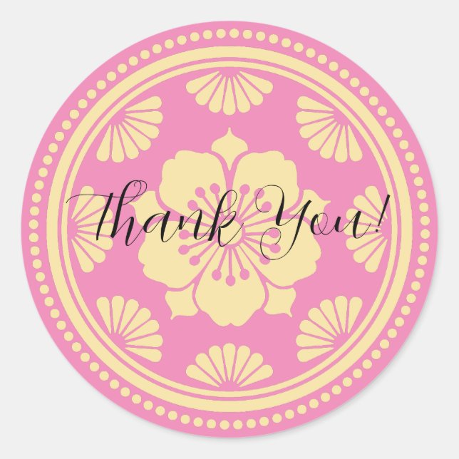 Personalised Thank You Cherry Blossom  Classic Round Sticker (Front)