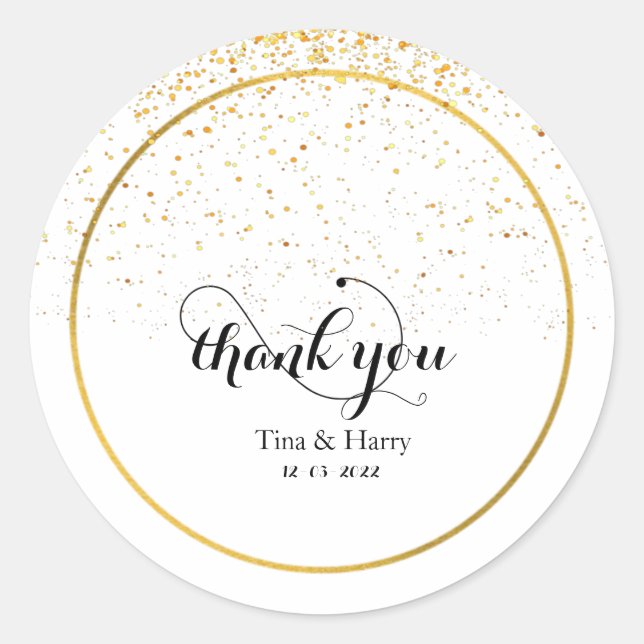 Personalised Thank you  classic round sticker (Front)