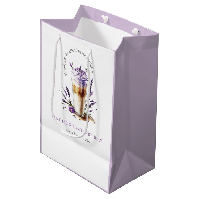 Personalised Thank you Coffee Birthday Medium Gift Bag (Front Angled)