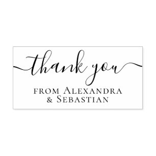 Personalised Thank You Elegant Scroll Text Rubber Stamp