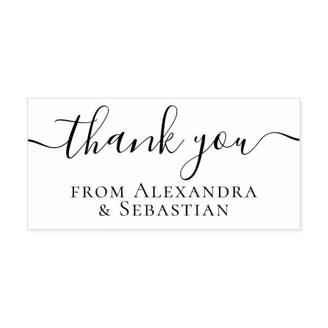 Personalised Thank You Elegant Scroll Text Rubber Stamp (Imprint)