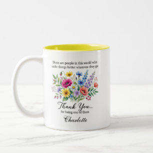 Personalised Thank You Floral Gratitude Gift Two-Tone Coffee Mug