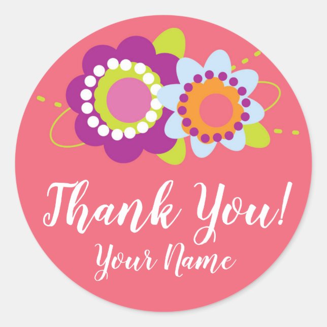 Personalised Thank You Flower Sticker (Front)