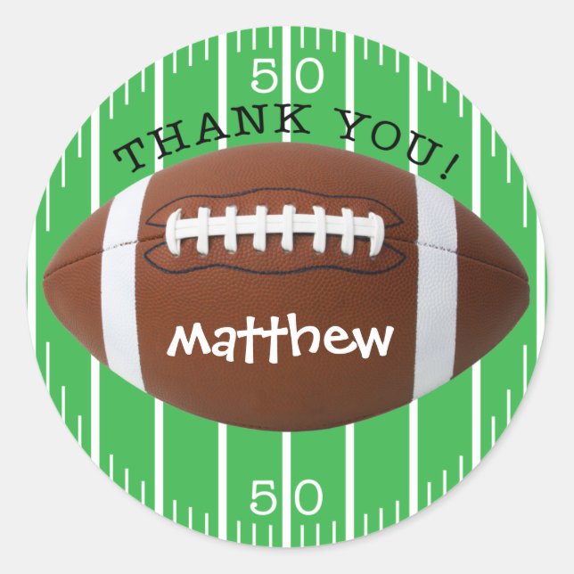Personalised Thank You Football Sticker (Front)