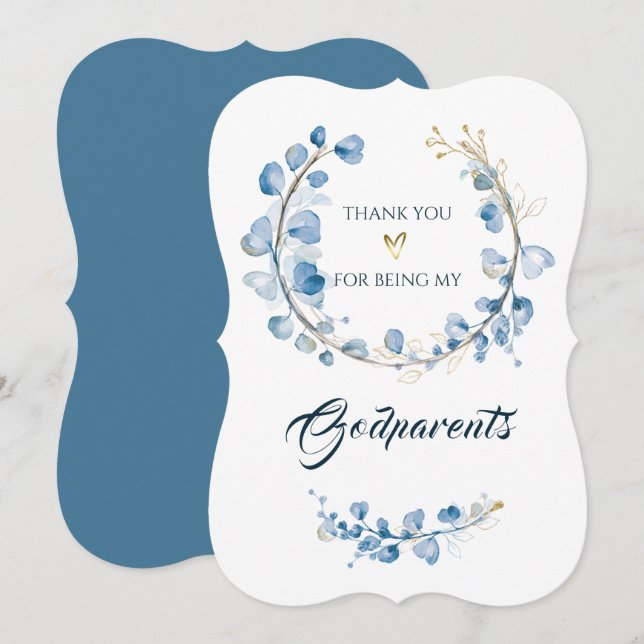 Personalised  THANK YOU for being my Godparents  Invitation (Front/Back)