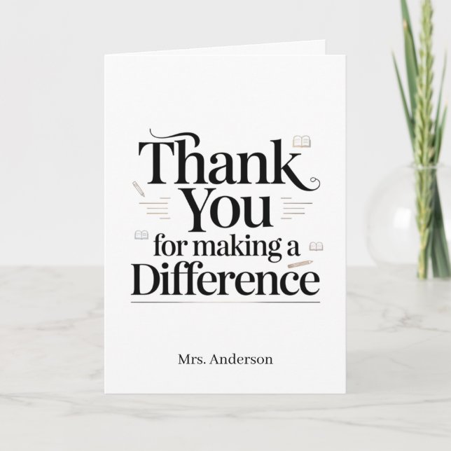 Personalised Thank You For Making a Difference Card (Front)