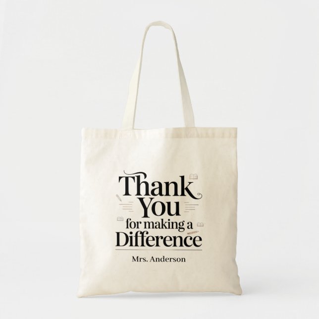 Personalised Thank You For Making a Difference Tote Bag (Front)