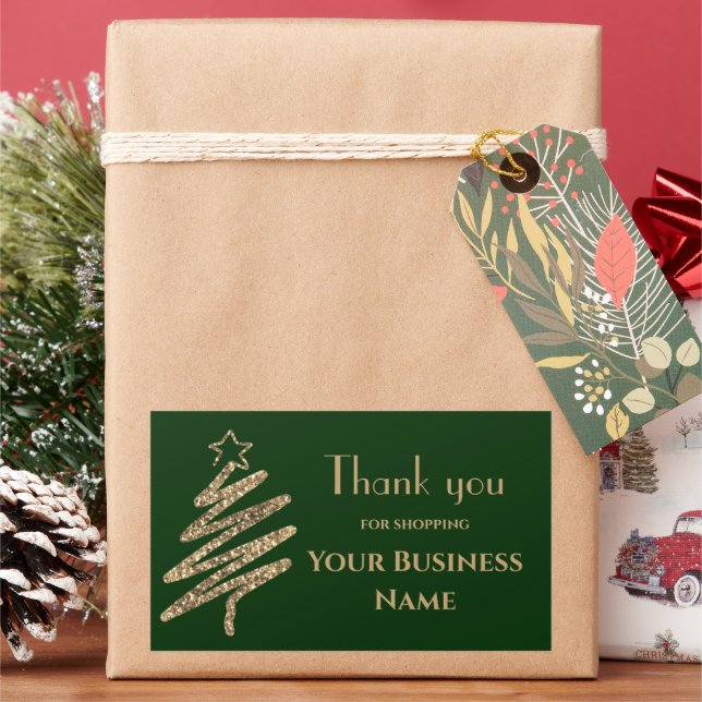 Personalised Thank You for Shopping Business Rectangular Sticker (Holiday)