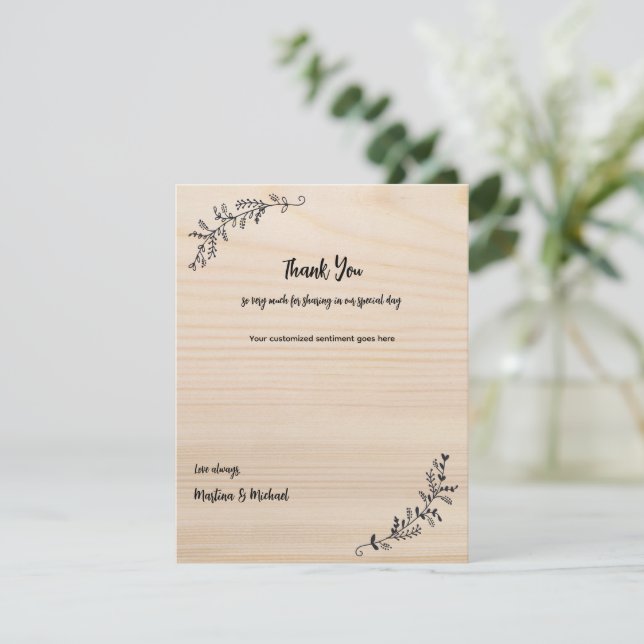 Personalised Thank You from the Couple Rustic Card (Standing Front)