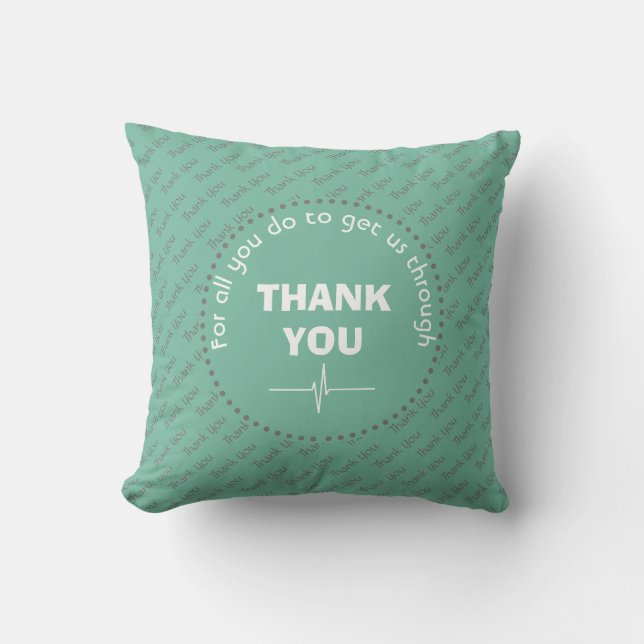Personalised THANK YOU Health Heroes AQUA Cushion (Front)