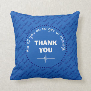 Personalised THANK YOU Health Heroes MID BLUE Cushion