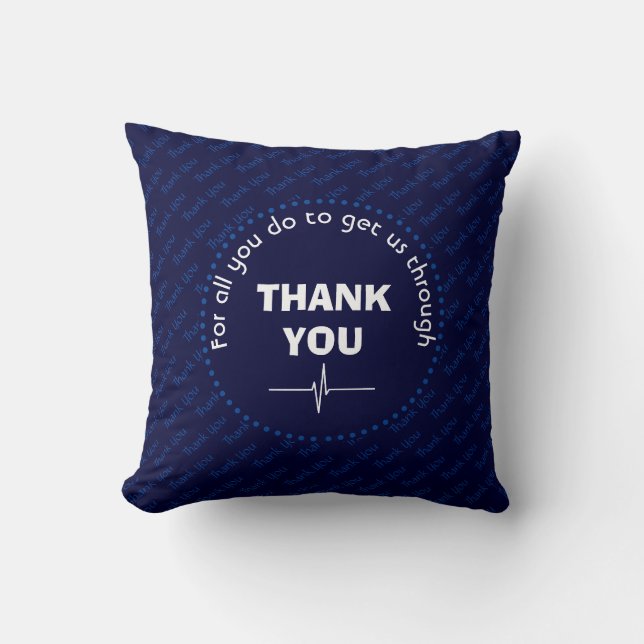 Personalised THANK YOU Health Heroes NAVY Cushion (Front)