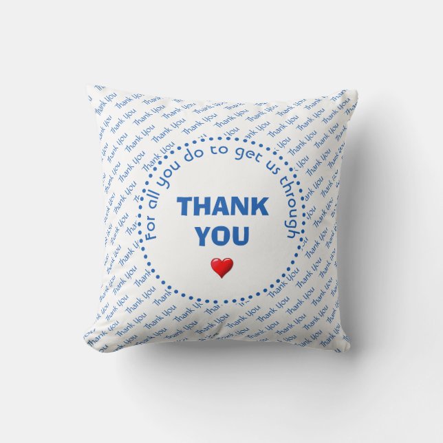 Personalised THANK YOU Health Heroes WHITE Cushion (Front)