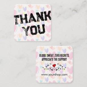 Personalised Thank You Heart Pattern Street Style Square Business Card