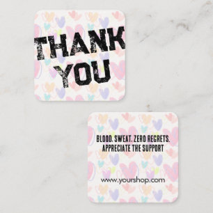 Personalised Thank You Heart Pattern Street Style Square Business Card