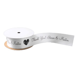Personalised thank you heart wedding favour ribbon satin ribbon